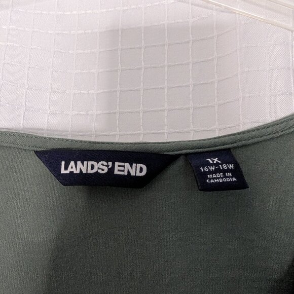 Land's End Army Green Cotton Blend Dress, Size 1XL - Picture 2 of 6